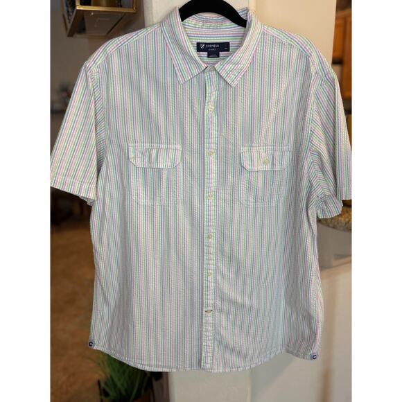 Daniel Cremieux Classics Shirt Mens Pastel Striped Seersucker Button Up Shirt L - Picture 2 of 6
